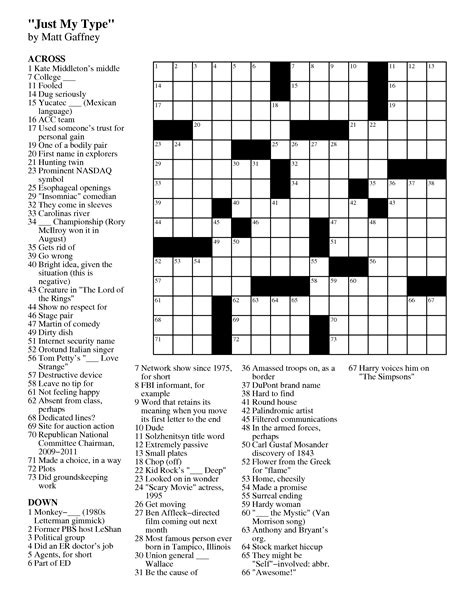Daily Printable Crossword Puzzles Free